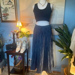 Alfred Dunner Deep Blue Crinkle Maxi Skirt
